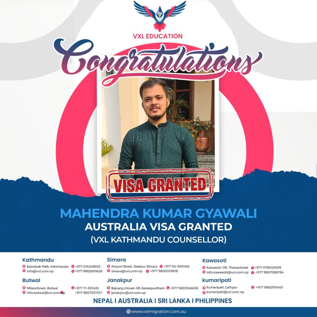 Mahendra Kumar Gyawali Secures Australian Student Visa