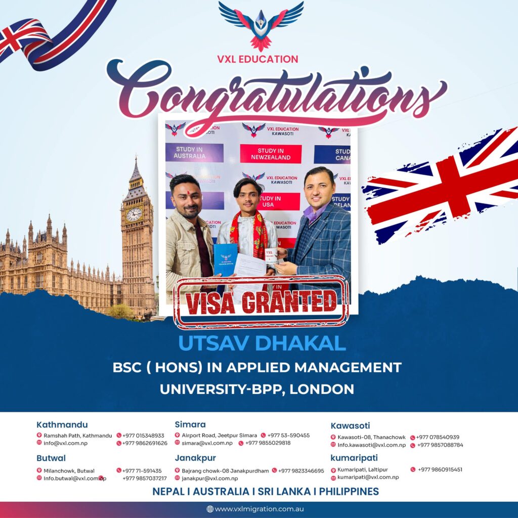 Utsav Dhakal Granted UK Student Visa for BPP University