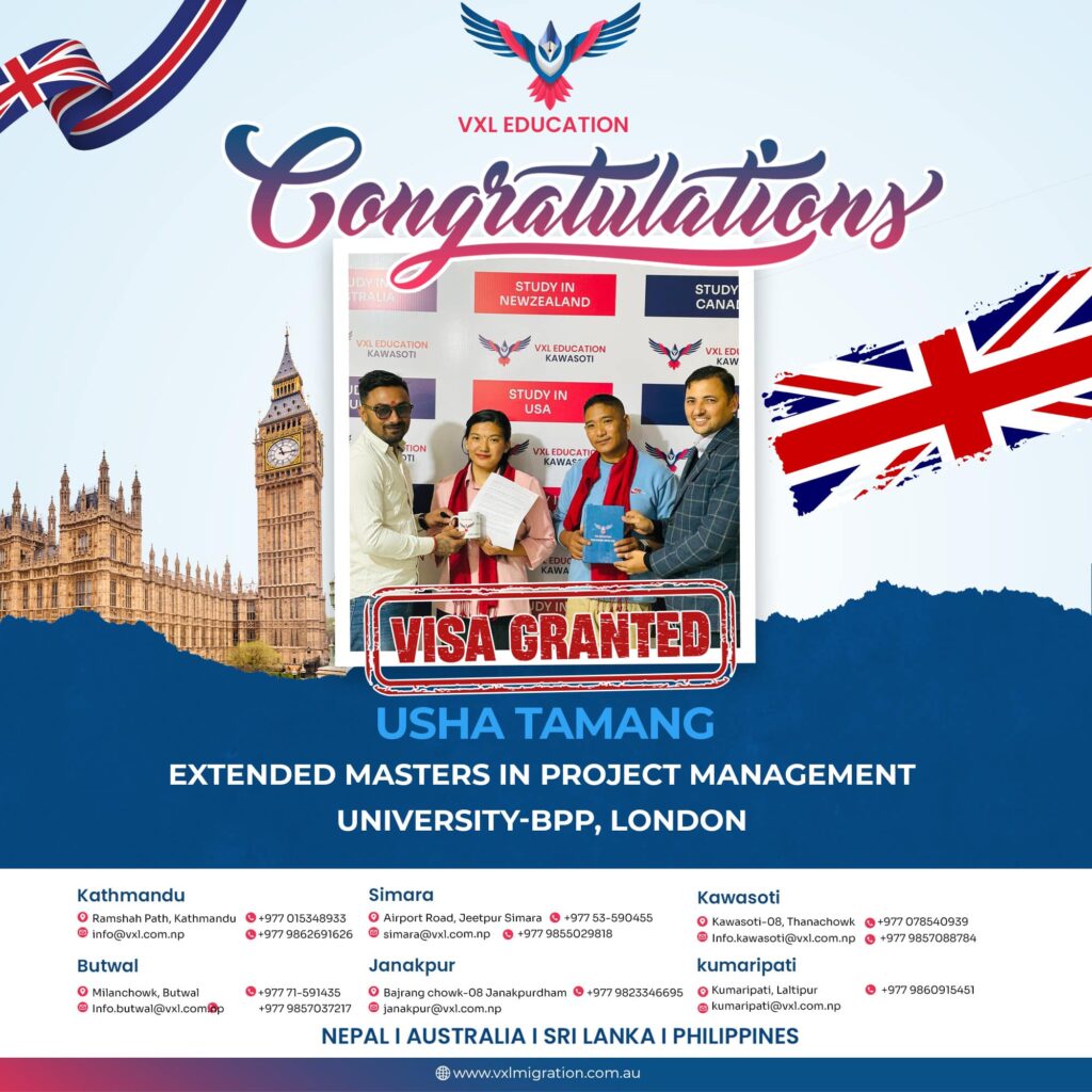 Usha Tamang Secures UK Visa for Master’s in Project Management