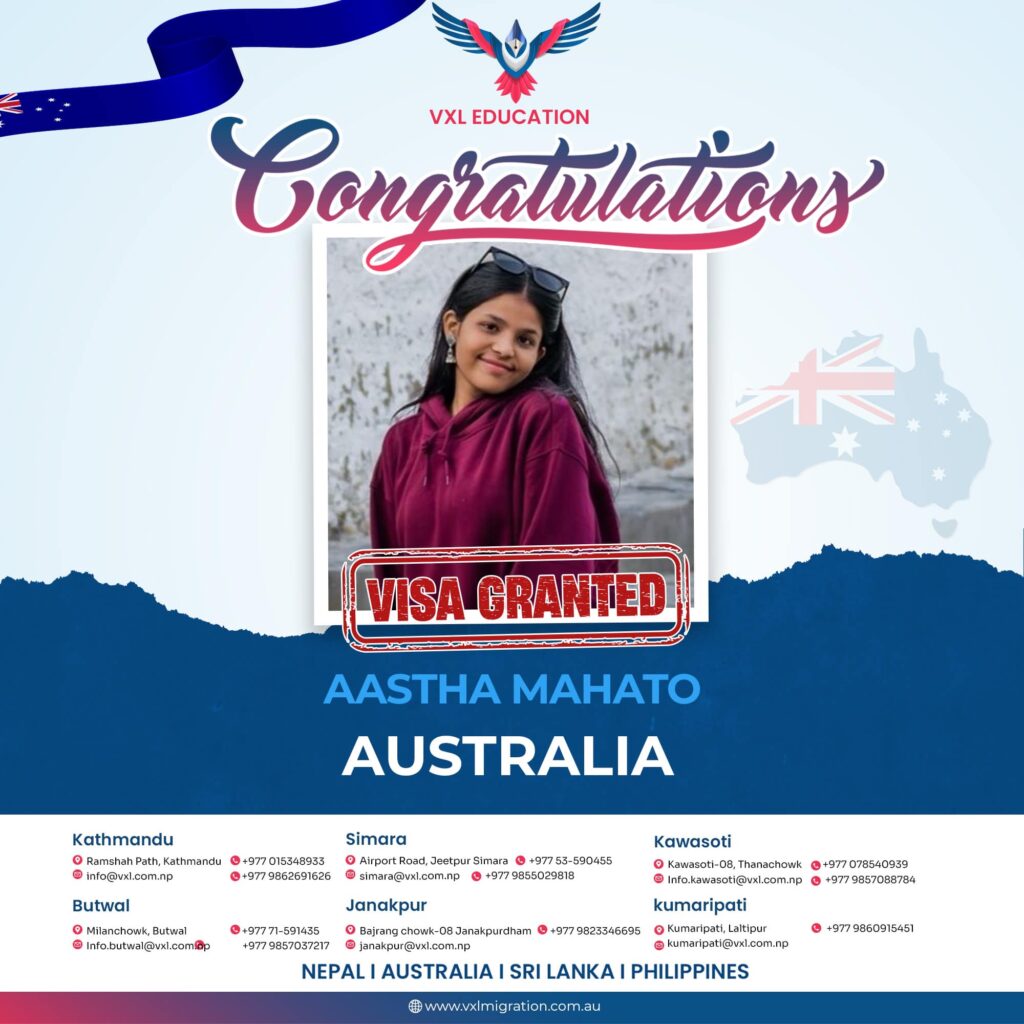 Aastha Mahato Granted Australian Student Visa