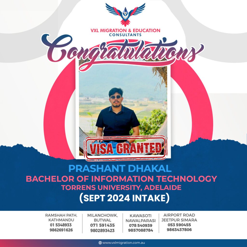 Prashant Dhakal Granted Australia Study Visa