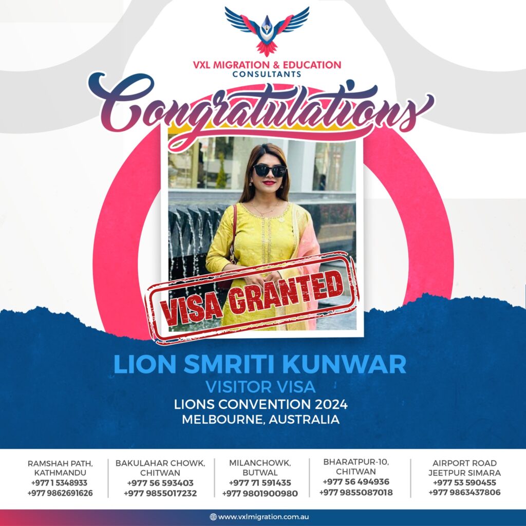 Lion Smriti Kunwar Granted Visitor Visa to Australia
