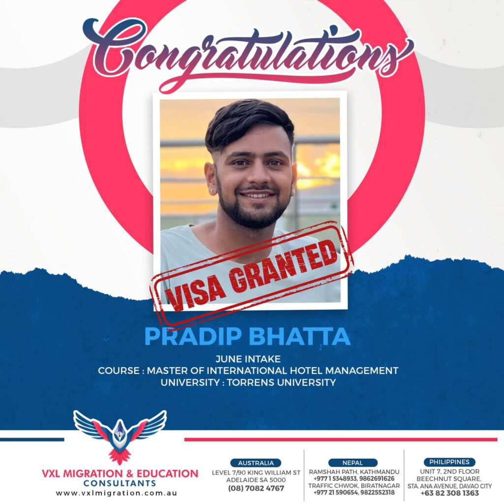 Hospitality Goals Realized: Pradip Bhatta to Study in Australia